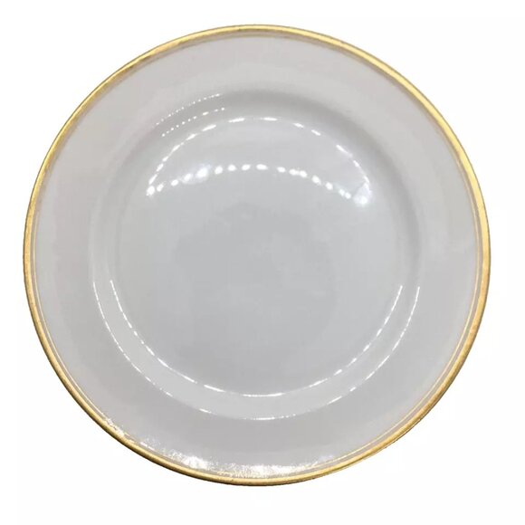 Haviland Limoges France Salad Plate Coupe H1415 White/Gold Trim & Inner Ring - Picture 2 of 5